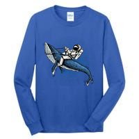 Astronaut Riding Whale In Space Blue Graphic Great Gift Tall Long Sleeve T-Shirt