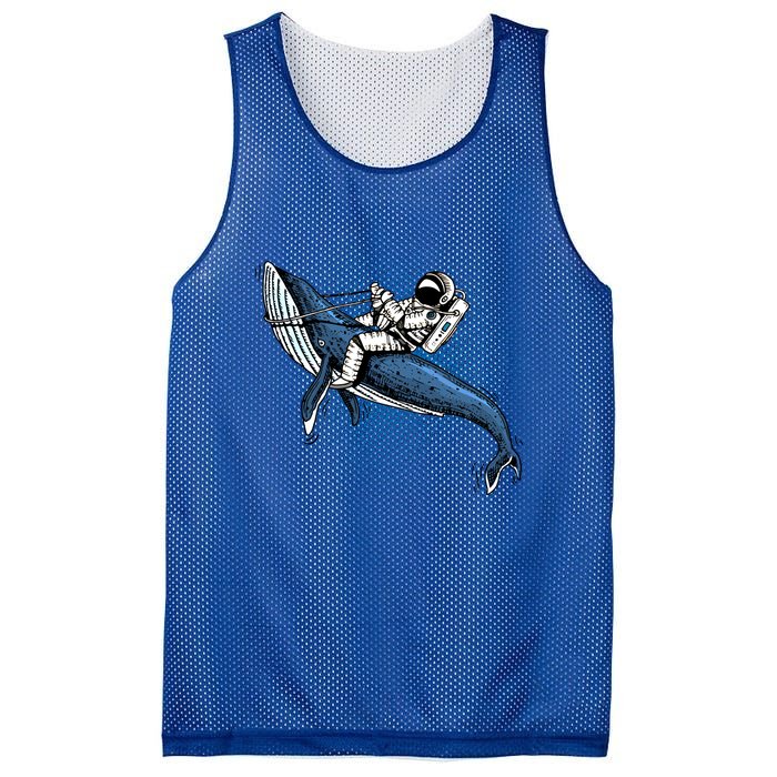 Astronaut Riding Whale In Space Blue Graphic Great Gift Mesh Reversible Basketball Jersey Tank