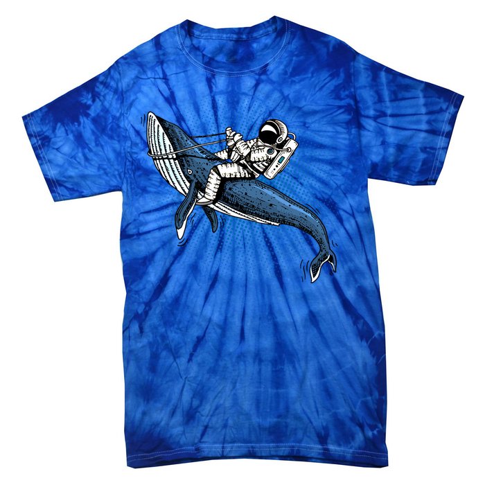 Astronaut Riding Whale In Space Blue Graphic Great Gift Tie-Dye T-Shirt