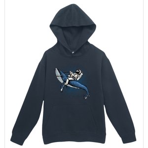 Astronaut Riding Whale In Space Blue Graphic Great Gift Urban Pullover Hoodie