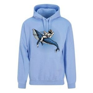 Astronaut Riding Whale In Space Blue Graphic Great Gift Unisex Surf Hoodie