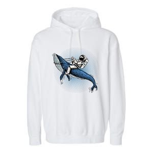 Astronaut Riding Whale In Space Blue Graphic Great Gift Garment-Dyed Fleece Hoodie