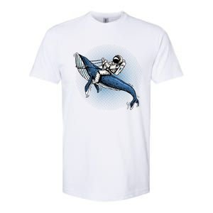 Astronaut Riding Whale In Space Blue Graphic Great Gift Softstyle CVC T-Shirt