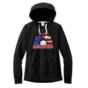 America Red White And Blue Sunflower Design Meaningful Gift Women's Fleece Hoodie