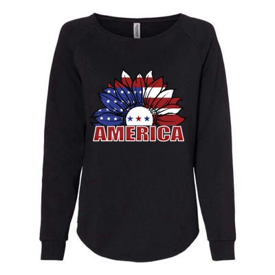 America Red White And Blue Sunflower Design Meaningful Gift Womens California Wash Sweatshirt