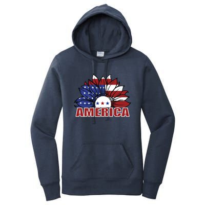 America Red White And Blue Sunflower Design Meaningful Gift Women's Pullover Hoodie