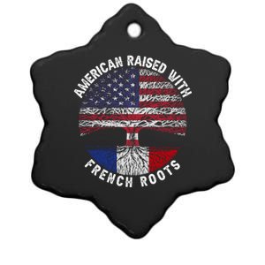 American Raised With French Roots France Us Flag Meaningful Gift Ceramic Star Ornament