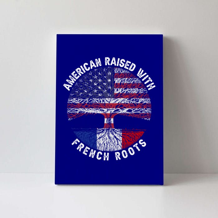 American Raised With French Roots France Us Flag Meaningful Gift Canvas