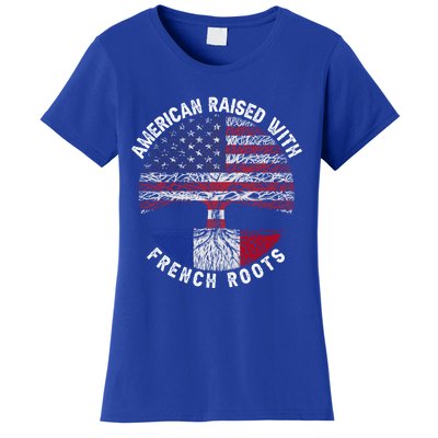 American Raised With French Roots France Us Flag Meaningful Gift Women's T-Shirt