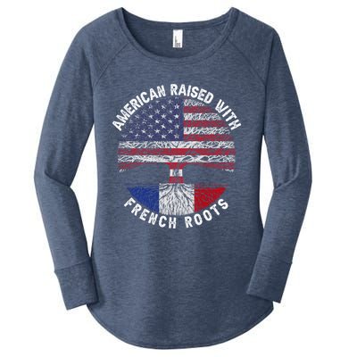 American Raised With French Roots France Us Flag Meaningful Gift Women's Perfect Tri Tunic Long Sleeve Shirt