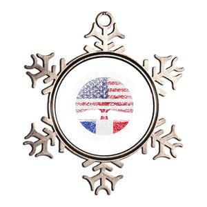 American Raised With French Roots France Us Flag Meaningful Gift Metallic Star Ornament