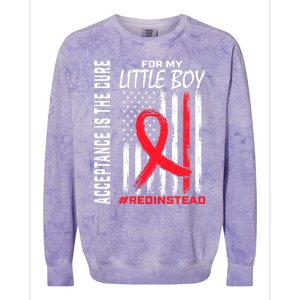 Acceptance Redinstead Wear Red Instead Autism Son Little Meaningful Gift Colorblast Crewneck Sweatshirt