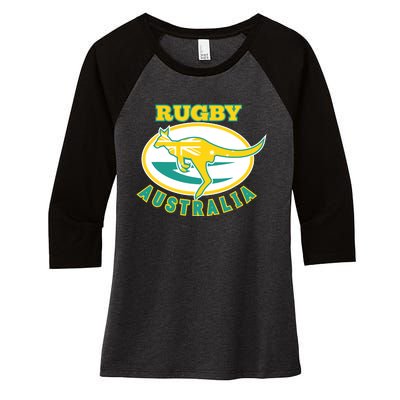 Australia Rugby Wallabies Rugby Jersey Australian Flag Women's Tri-Blend 3/4-Sleeve Raglan Shirt