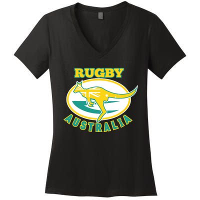 Australia Rugby Wallabies Rugby Jersey Australian Flag Women's V-Neck T-Shirt