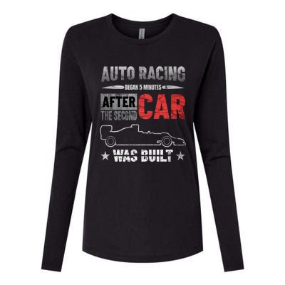 Auto Racing Was Built Funny Auto Racing Mechanic Gift Womens Cotton Relaxed Long Sleeve T-Shirt