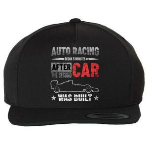 Auto Racing Was Built Funny Auto Racing Mechanic Gift Wool Snapback Cap