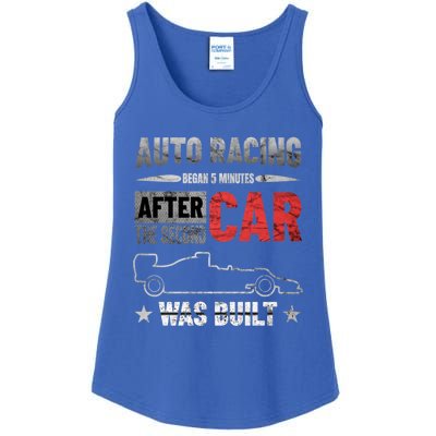 Auto Racing Was Built Funny Auto Racing Mechanic Gift Ladies Essential Tank