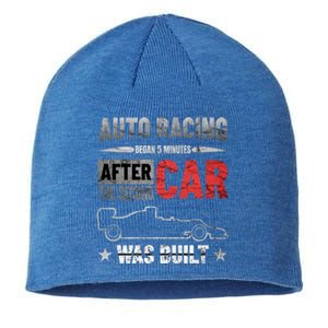 Auto Racing Was Built Funny Auto Racing Mechanic Gift Sustainable Beanie