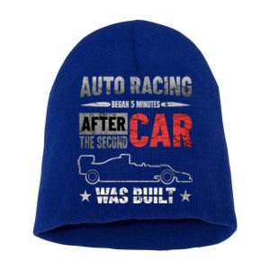 Auto Racing Was Built Funny Auto Racing Mechanic Gift Short Acrylic Beanie