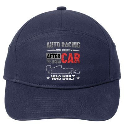 Auto Racing Was Built Funny Auto Racing Mechanic Gift 7-Panel Snapback Hat