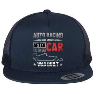 Auto Racing Was Built Funny Auto Racing Mechanic Gift Flat Bill Trucker Hat