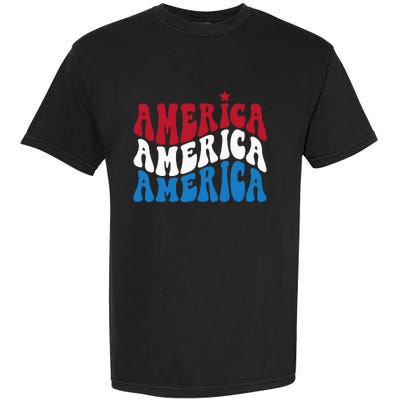 America Red White Blue Patriotic Happy 4th Of July Men Women Garment-Dyed Heavyweight T-Shirt