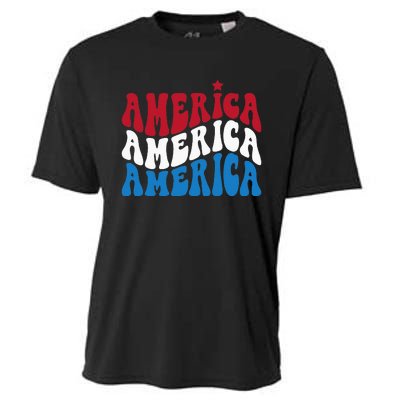 America Red White Blue Patriotic Happy 4th Of July Men Women Cooling Performance Crew T-Shirt