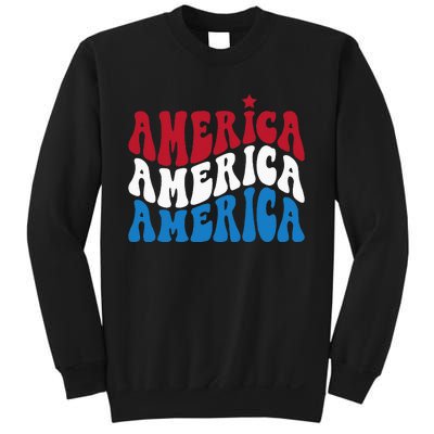 America Red White Blue Patriotic Happy 4th Of July Men Women Sweatshirt