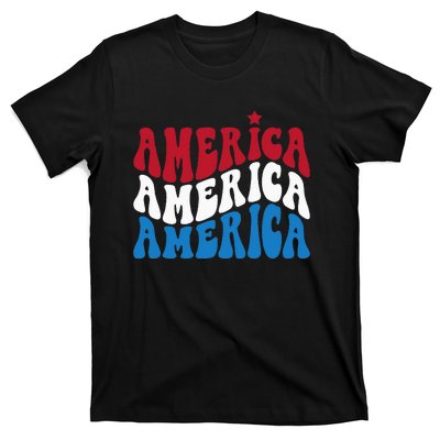 America Red White Blue Patriotic Happy 4th Of July Men Women T-Shirt