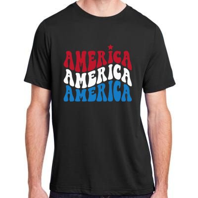 America Red White Blue Patriotic Happy 4th Of July Men Women Adult ChromaSoft Performance T-Shirt