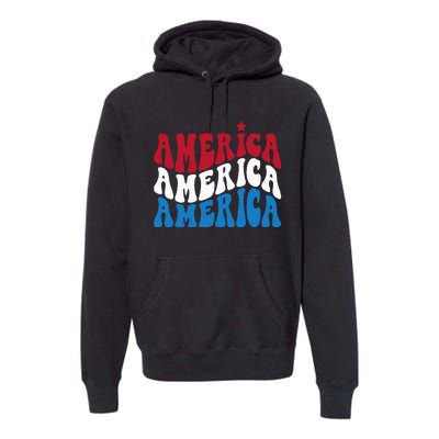 America Red White Blue Patriotic Happy 4th Of July Men Women Premium Hoodie