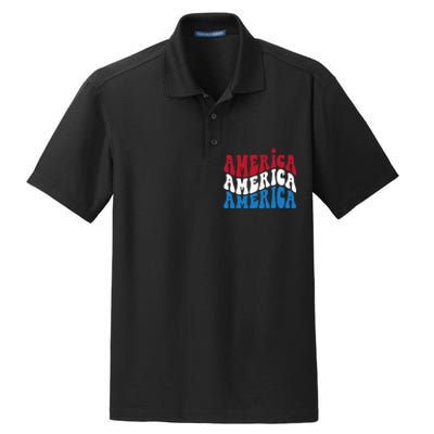 America Red White Blue Patriotic Happy 4th Of July Men Women Dry Zone Grid Polo