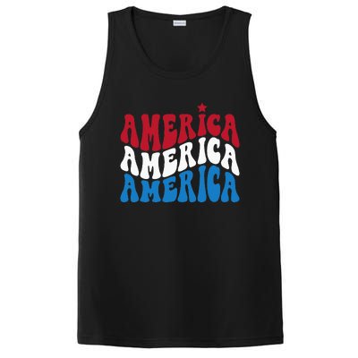 America Red White Blue Patriotic Happy 4th Of July Men Women PosiCharge Competitor Tank