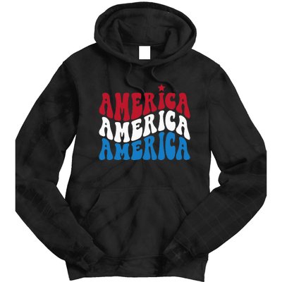 America Red White Blue Patriotic Happy 4th Of July Men Women Tie Dye Hoodie