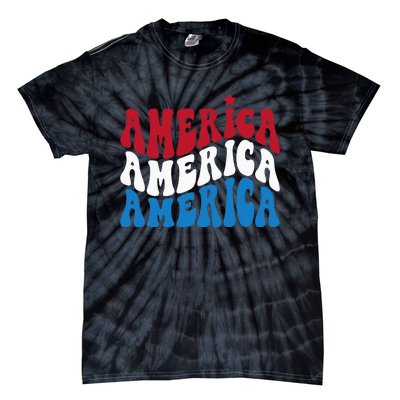 America Red White Blue Patriotic Happy 4th Of July Men Women Tie-Dye T-Shirt