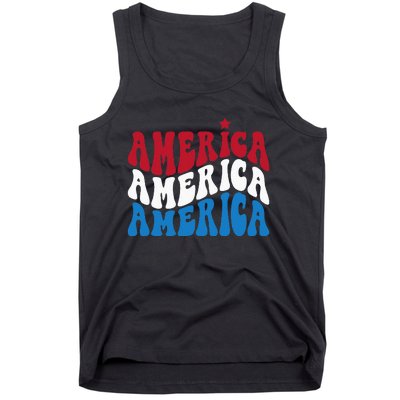 America Red White Blue Patriotic Happy 4th Of July Men Women Tank Top