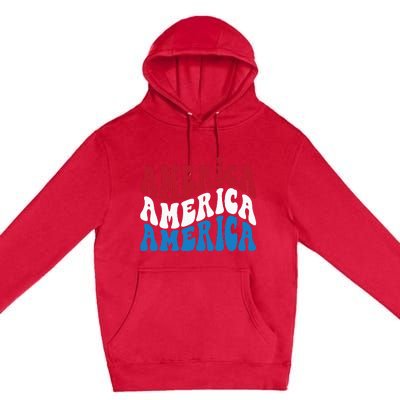 America Red White Blue Patriotic Happy 4th Of July Men Women Premium Pullover Hoodie