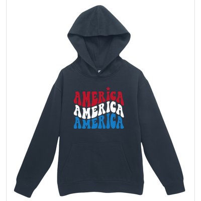 America Red White Blue Patriotic Happy 4th Of July Men Women Urban Pullover Hoodie