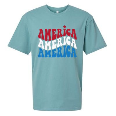 America Red White Blue Patriotic Happy 4th Of July Men Women Sueded Cloud Jersey T-Shirt