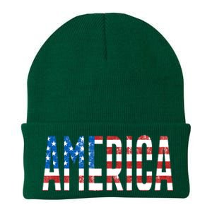 America Red White Blue Stars And Stripes Knit Cap Winter Beanie