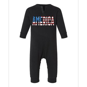 America Red White Blue Stars And Stripes Infant Fleece One Piece