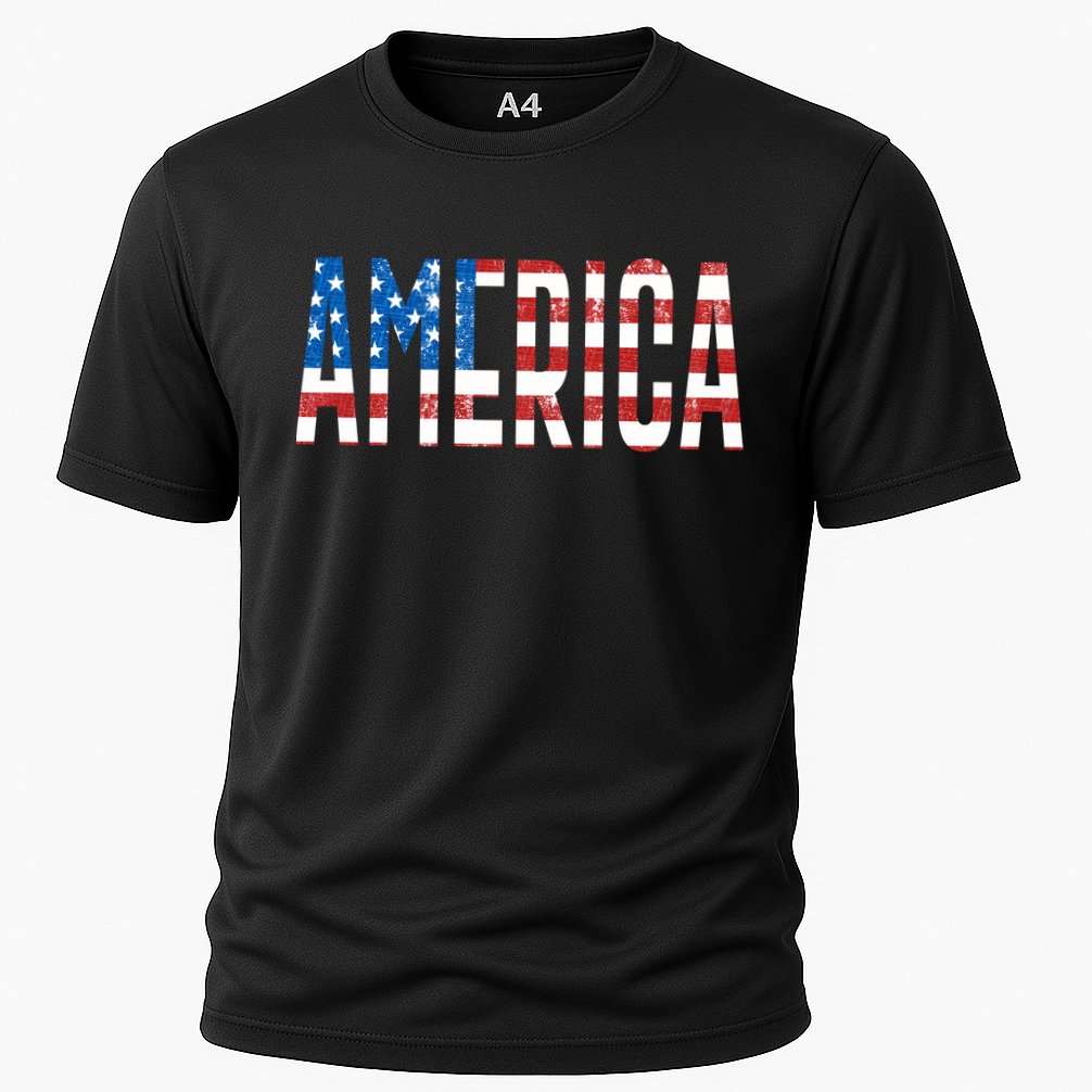 America Red White Blue Stars And Stripes Cooling Performance Crew T-Shirt