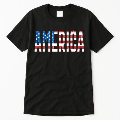 America Red White Blue Stars And Stripes Tall T-Shirt