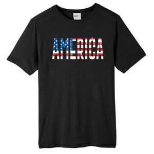 America Red White Blue Stars And Stripes Tall Fusion ChromaSoft Performance T-Shirt