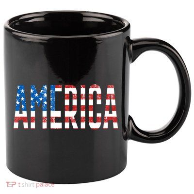 America Red White Blue Stars And Stripes 11oz C Handle Ceramic Mug