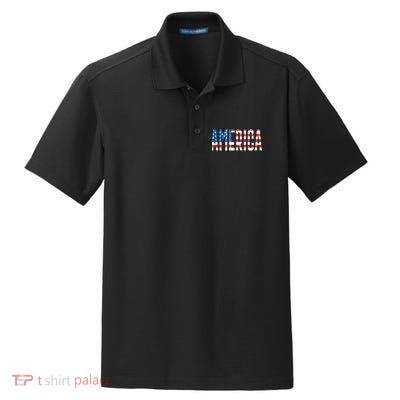 America Red White Blue Stars And Stripes Dry Zone Grid Polo