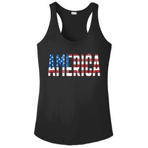 America Red White Blue Stars And Stripes Ladies PosiCharge Competitor Racerback Tank