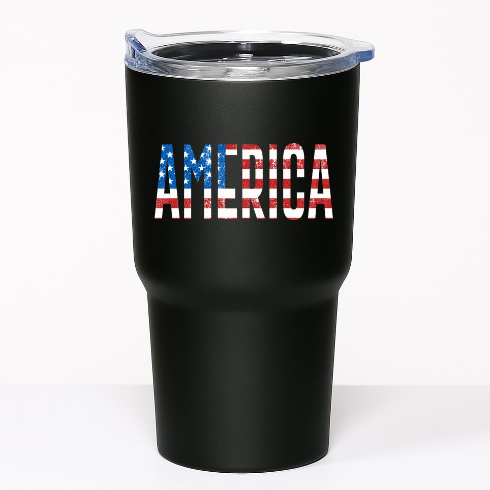 America Red White Blue Stars And Stripes Tumbler