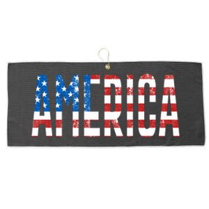 America Red White Blue Stars And Stripes Large Microfiber Waffle Golf Towel