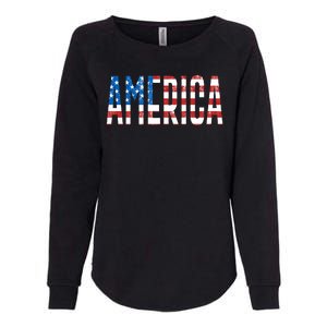 America Red White Blue Stars And Stripes Womens California Wash Sweatshirt